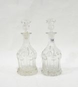 Pair of Victorian glass decanters with roundel decoration,