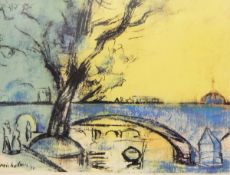 After Leo Michelson (1887-1978) Colour print "Tree and the Seine",