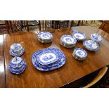 Doulton blue and white part dinner service in the 'Watteau' pattern,