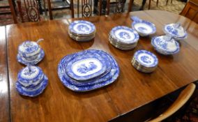 Doulton blue and white part dinner service in the 'Watteau' pattern,
