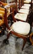 19th century mahogany dining chair, with rope-twist crossrail, cane panel seat,