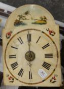 Black Forest longcase "Schield" clock movement, the painted dial with Roman numerals,