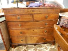 19th century mahogany bowfronted chest of two short and three long graduated drawers with cockbead