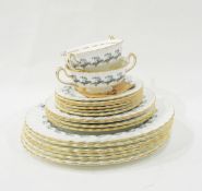 Minton " Ermine" pattern part table service comprising six cups and saucers and sideplates,