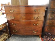 Early 19th century mahogany bowfront chest of four drawers,