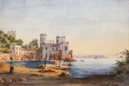 Two watercolour drawings Mediterranean scenes Greek ruins entitled "Capri" 1869? bottom right and