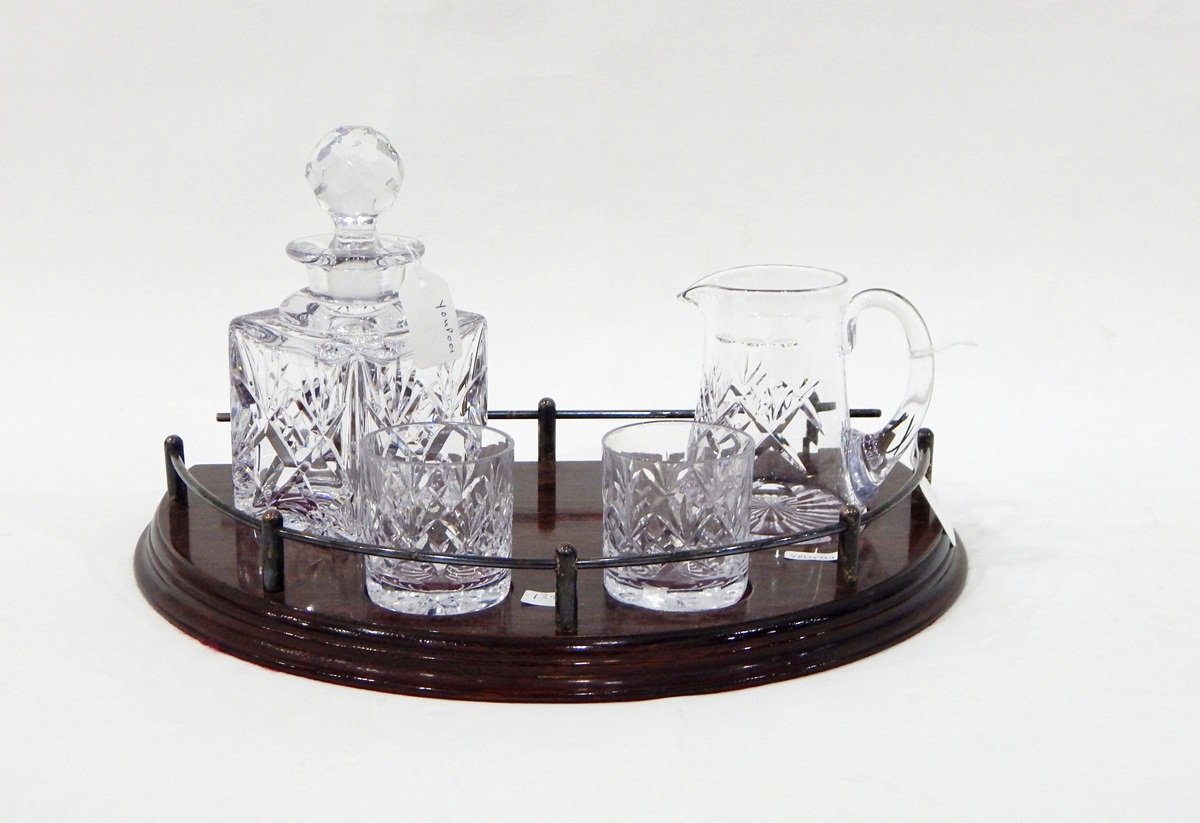 Royal Doulton cut glass decanter set with two whisky tumblers,