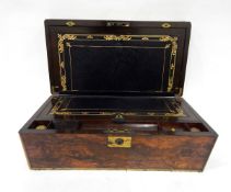 Victorian walnut travelling writing box,