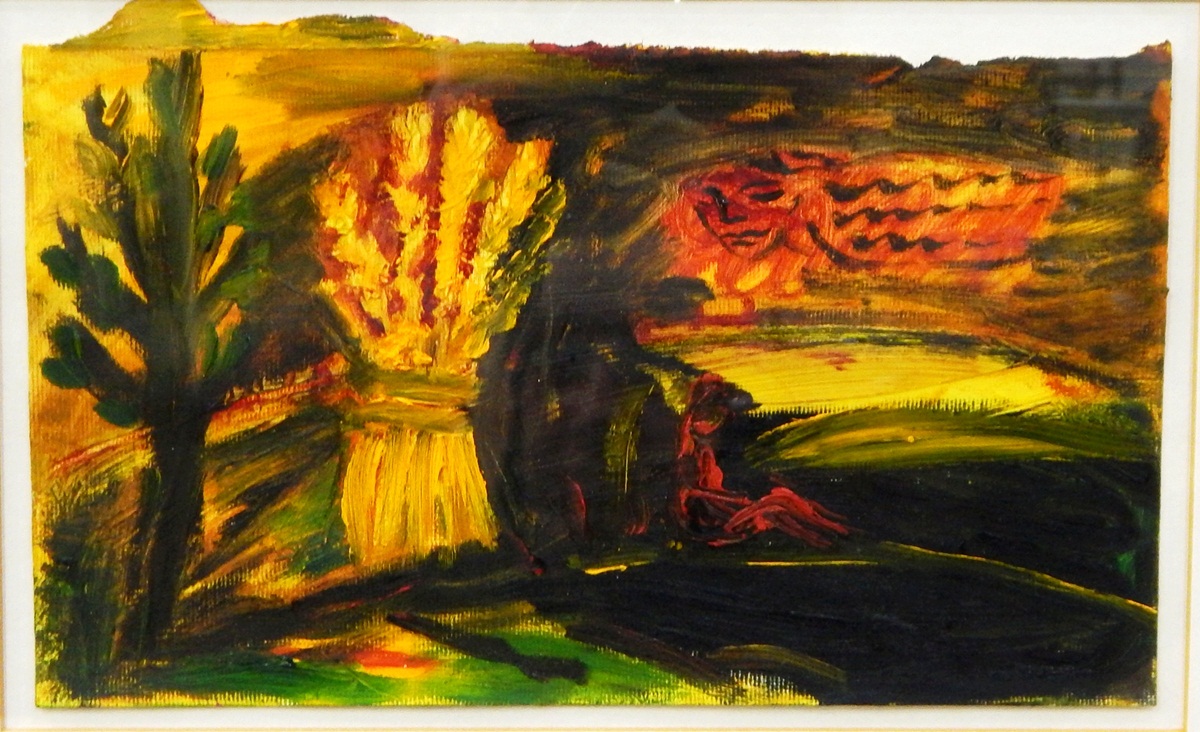 Christine Barnett (20th century) Oil on oil card "Angel of the Harvest",