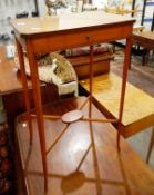 Biedermeier satinwood side table with boxwood stringing, single drawer,