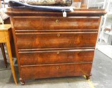 19th century continental mahogany secretaire chest of drawers,