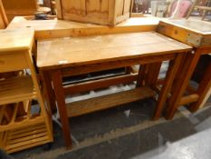Oak kitchen side table with under-tier,