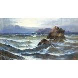 Unattributed (early 20th century) Oil on canvas Seascape with waves hitting rocks,
