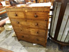 Early 19th century mahogany chest of two short and three graduated long drawers,