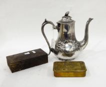 Queen Mary 1914 brass WWI Christmas tin, a Victorian Britannia metal hot water jug, Parker pens,