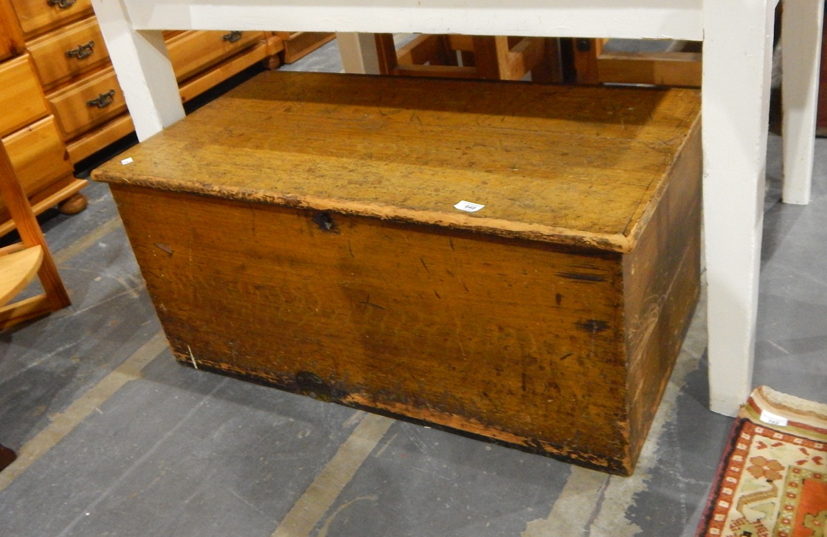 19th century stained pine blanket chest,
