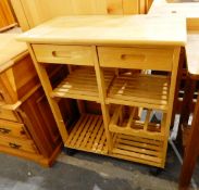 Pine kitchen rack fitted two drawers