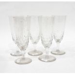 Set of eight 19th century ale glasses, each with thumb-cut decoration and etched with "Lion Brewery,