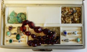 Silver bangle and a quantity of costume jewellery in jewellery case