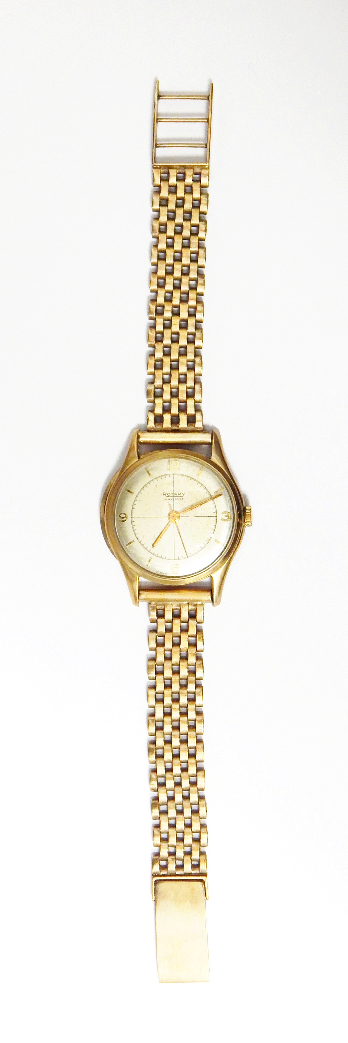 Gentleman's Rotary Maximum 9ct gold cased wristwatch with silvered dial and a gold link chain - Image 2 of 2