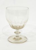 Early 19th century glass rummer with half-fluted bowl and knopped stem