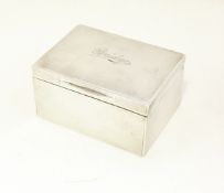 George V silver bridge box, rectangular, inscribed to the top "Bridge" on an engine-turned ground,