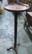 Mahogany jardiniere stand on reeded tapered supports, acorn base, on cabriole supports,