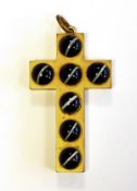 19th century gilt metal and agate cross pendant set seven cabochon banded agate stones