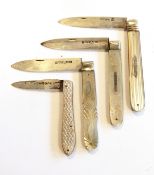 Victorian silver-bladed folding fruit knife with engraved mother-of-pearl scales,