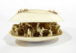 Japanese late 19th/early 20th century carved ivory model of a clam shell,