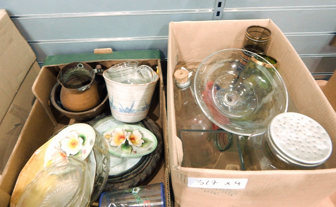 Assorted glassware and assorted ceramics ( 3 boxes)