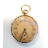 Victorian 18ct gold open-faced pocket watch, case marked for Chester 1888,