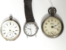 West Clox pocket Ben watch, a silver-cased open-faced pocket watch,