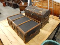 Packing case with wood clad and brass corners and another