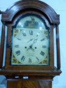 George III inlaid mahogany longcase clock with broken arch pediment,