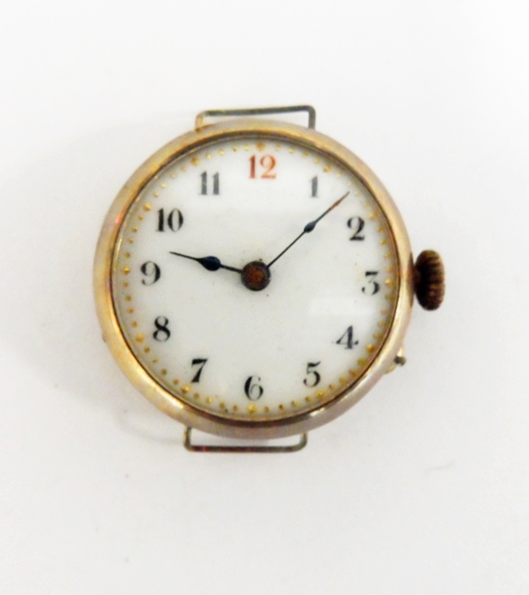 9ct gold strapwatch,