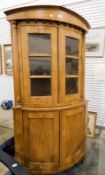 Ash bowfront standing corner cupboard,