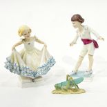 Two Royal Worcester figures from the 'Masquerade' series, both modelled by F G Doughty,