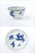 18th century blue and white tea bowl, probably Caughley decorated with the fruit sprigs pattern,