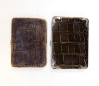 Edwardian silver-mounted gent's textured skin wallet,