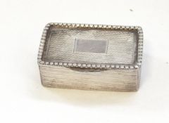 Mid 20th century silver snuff style box, rectangular, engine turned with blind cartouche to top,