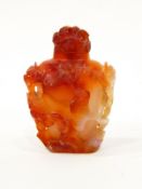 Chinese carved carnelian snuff bottle,