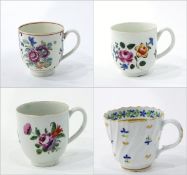 Four 18th century coffee cups,