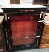 19th century ebonised display cabinet with glazed front panel,