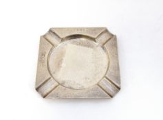 Edwardian silver ashtray, square with cut-off corners, 11.