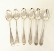 Set of six early American silver coloured teaspoons by Samuel Coleman 1790