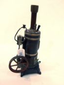 Stationary steam engine, black metal and white,
