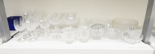 Large quantity of cut glass including fruit bowls, wine glasses, tumblers, etc.