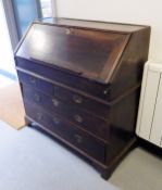 18th century oak bureau, the fall to reveal fitted interior,