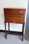 20th century mahogany canteen stand on bobbin supports